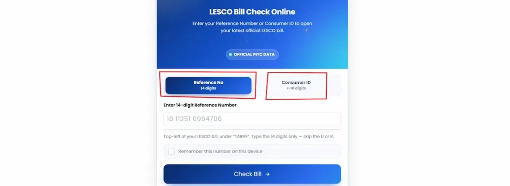 Pick which number you have in our LESCO Bill Checker